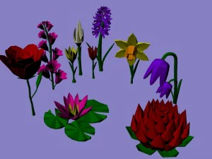 pacchetto di fiori a basso numero di poligoni Modello 3D