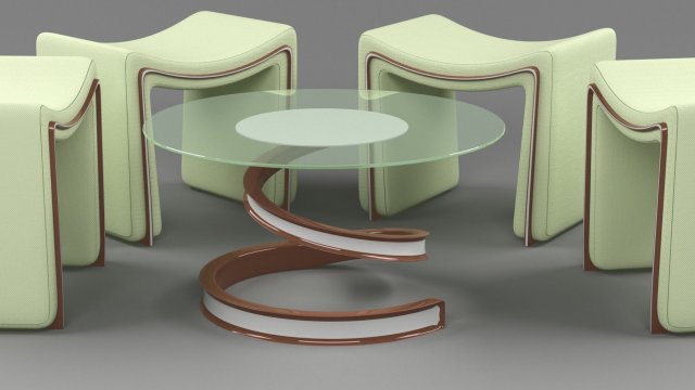 Coffee table with chair 3D Model .c4d .max .obj .3ds .fbx .stl .blend 