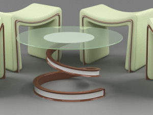 Coffee table with chair 3D Model