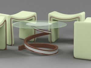 Coffee table with chair 3D Model