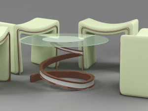 Coffee table with chair 3D Model