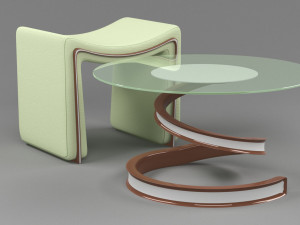 Coffee table with chair 3D Model