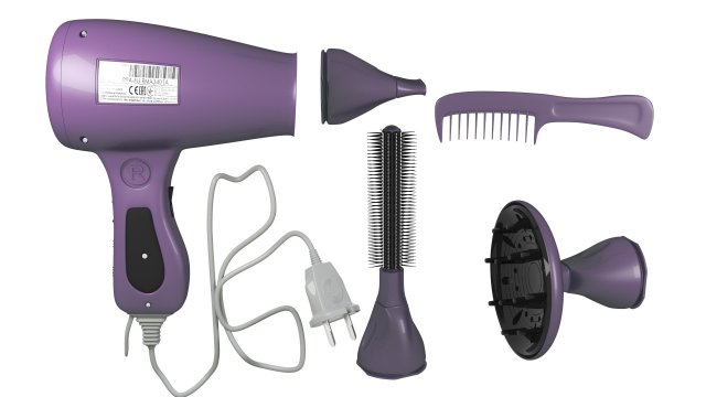 Hair dryer 3D Model .c4d .max .obj .3ds .fbx .stl .blend