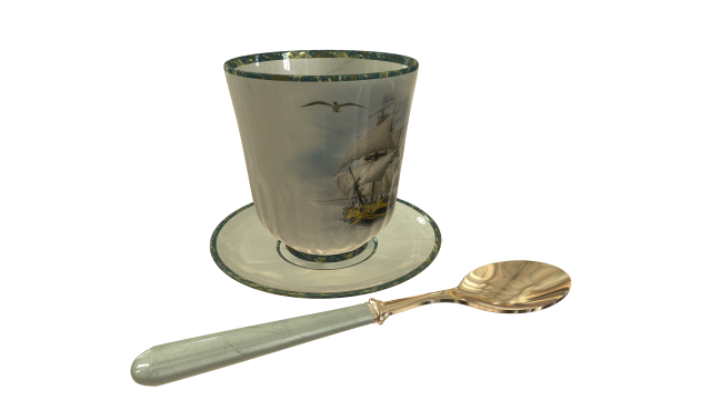 Cup with a ship Model 3D .c4d .max .obj .3ds .fbx .stl .blend 
