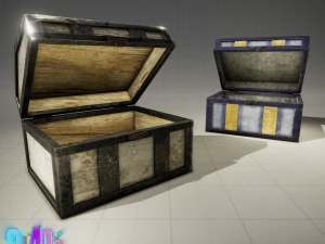 vecchia cassapanca di legno e il suo denim Modello 3D