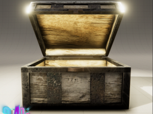old wood chest and his denim Model 3D