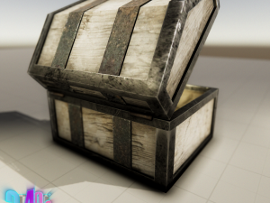 old wood chest and his denim Model 3D