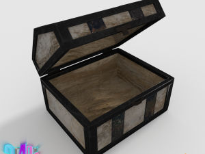 old wood chest and his denim Model 3D