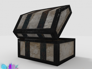 old wood chest and his denim Model 3D