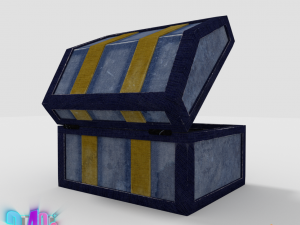 old wood chest and his denim Model 3D