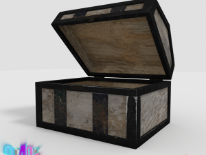 old wood chest and his denim Model 3D