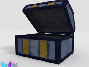 old wood chest and his denim Model 3D