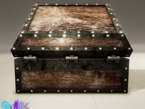 iron strong chest and crane leather chest 3D Модель