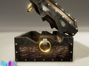 iron strong chest and crane leather chest 3D Модель