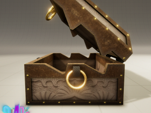 iron strong chest and crane leather chest 3D Модель