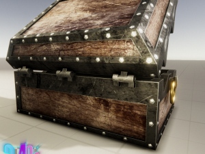 iron strong chest and crane leather chest 3D Модель