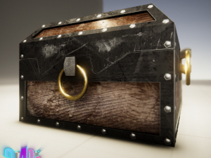 iron strong chest and crane leather chest 3D Модель