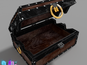 iron strong chest and crane leather chest 3D Модель