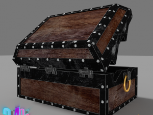 iron strong chest and crane leather chest 3D Модель