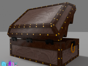 iron strong chest and crane leather chest 3D Модель