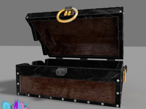 iron strong chest and crane leather chest 3D Модель