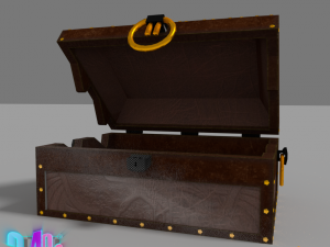 iron strong chest and crane leather chest 3D Модель