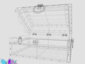 iron strong chest and crane leather chest 3D Модель