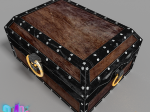 iron strong chest and crane leather chest 3D Модель