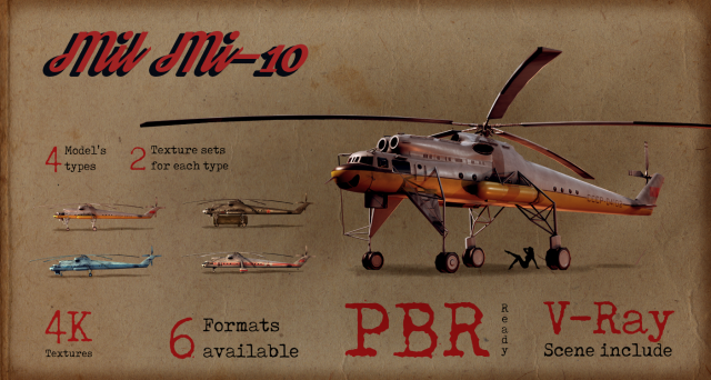 mil mi-10 3D 模型 .c4d .max .obj .3ds .fbx .stl .blend 