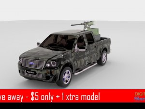 armed ford pick-up truck Modelo 3D