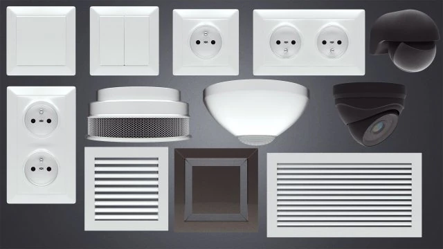 electric socket and light switch and other props 3d 3D Model .c4d .max .obj .3ds .fbx .stl .blend