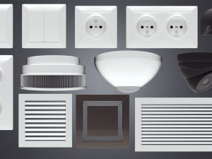 electric socket and light switch and other props 3d 3D Model