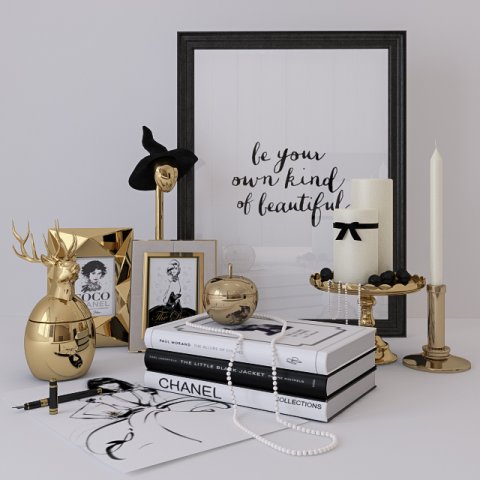 gold decor set 3Dモデル .c4d .max .obj .3ds .fbx .stl .blend 