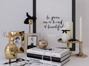 gold decor set Model 3D