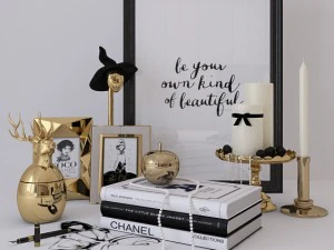 conjunto de decoraci&oacute;n de oro Modelo 3D