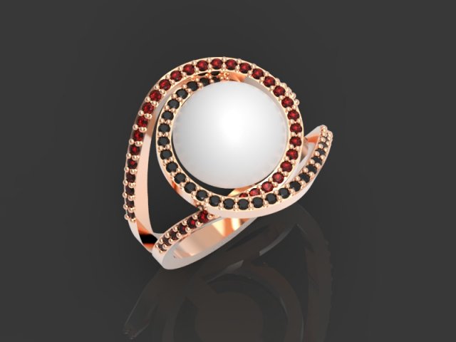ring pearl 3D Print Model .c4d .max .obj .3ds .fbx .stl .blend 