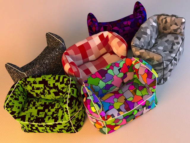 bean bag chair 3D Model .c4d .max .obj .3ds .fbx .stl .blend