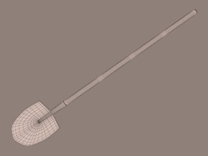 dirt grave with wood cross and shovel 3D Модель