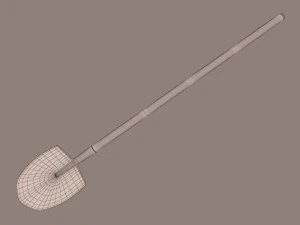 dirt grave with wood cross and shovel 3D Model