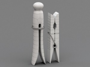 wooden clothes pins Model 3D