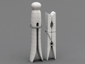 wooden clothes pins 3D Model