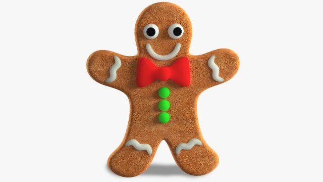 gingerbread man realistic pbr 3D Model .c4d .max .obj .3ds .fbx .stl .blend 