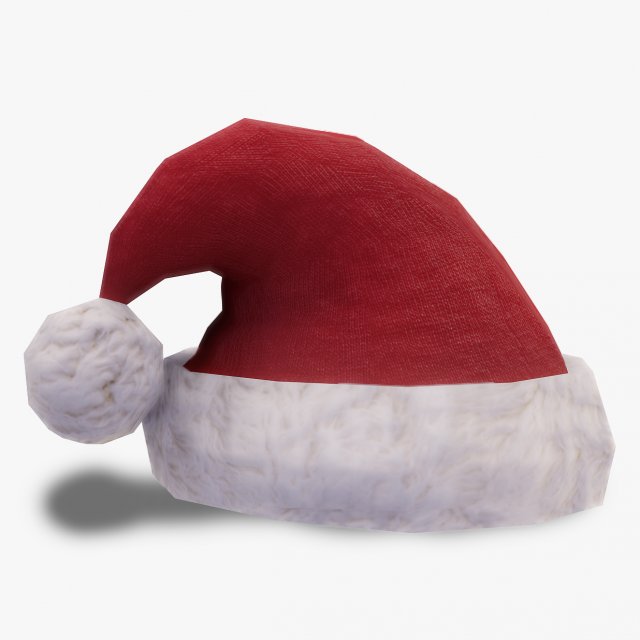 low-poly santa hat game asset 3D Model .c4d .max .obj .3ds .fbx .stl .blend 