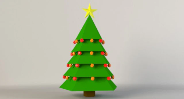 low-poly x-mas tree game asset 3D Model .c4d .max .obj .3ds .fbx .stl .blend