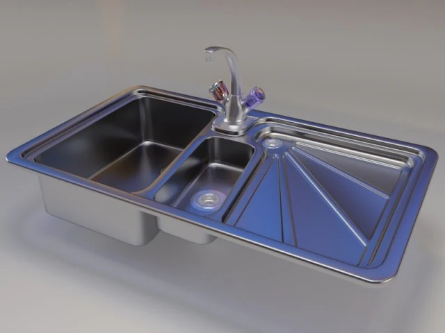 stainless steal sink 3D Model .c4d .max .obj .3ds .fbx .stl .blend