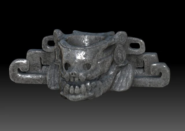 skull with mayan art 3D Model .c4d .max .obj .3ds .fbx .stl .blend