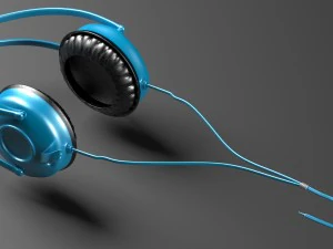 niebieskie słuchawki Model 3D