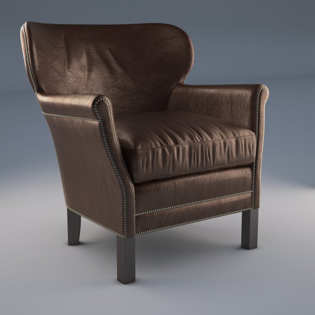 professors leather chair with nailheads 3D Model .c4d .max .obj .3ds .fbx .stl .blend 