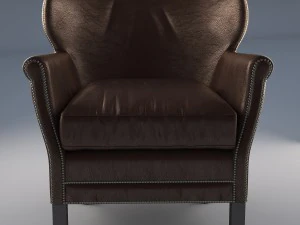 professors leather chair with nailheads 3D Model