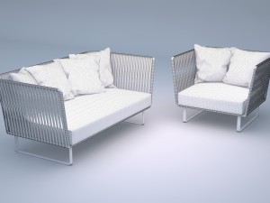 kettal bitta 2-seater sofa and club armchair 3D 模型